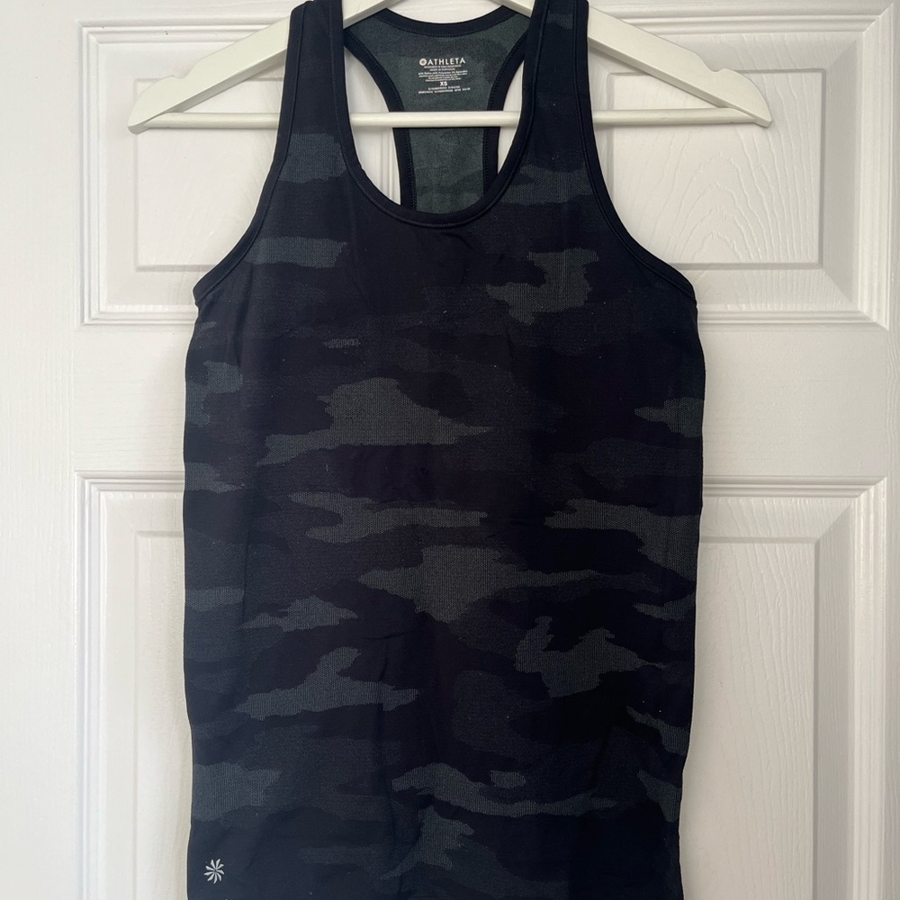 Athleta Black and Gray Camo Tank Top